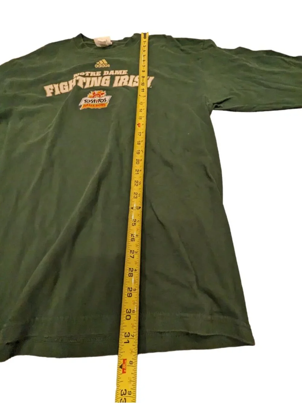 Vintage Adidas Notre Dame Fighting Irish Tostitos Fiesta Bowl Green LS Shirt  XL